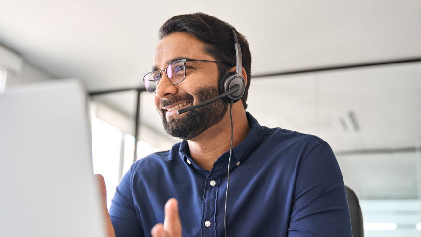 Business support team member on a call
